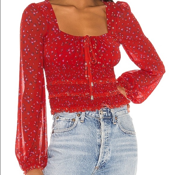 Red Free People Lolita Top Large - Picture 2 of 3